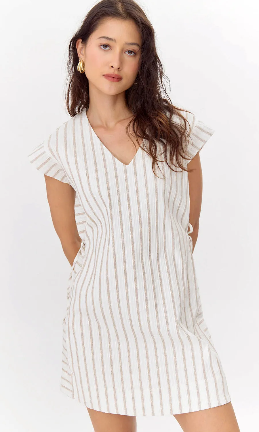 Joanna Textured Stripe Side Tie Mini Dress