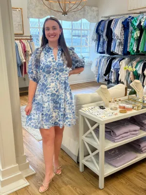 Joy Joy Puff Sleeve Tiered Dress in Porcelain