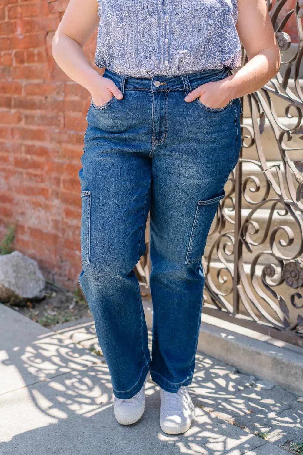 Judy Blue High Rise Cargo Wide Leg Jeans