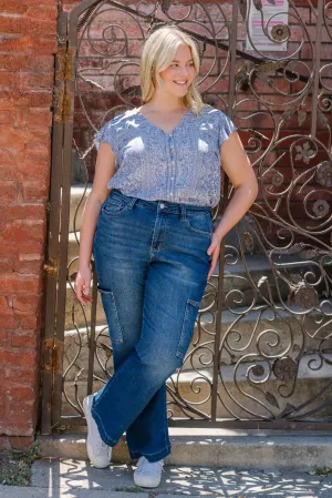Judy Blue High Rise Cargo Wide Leg Jeans