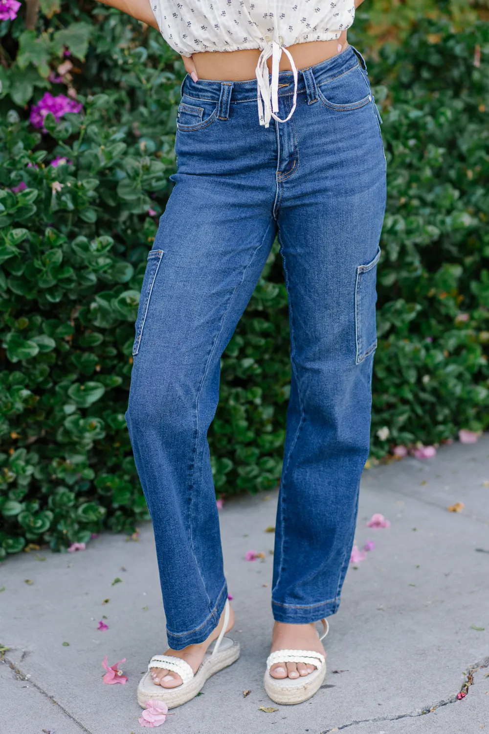 Judy Blue High Rise Cargo Wide Leg Jeans
