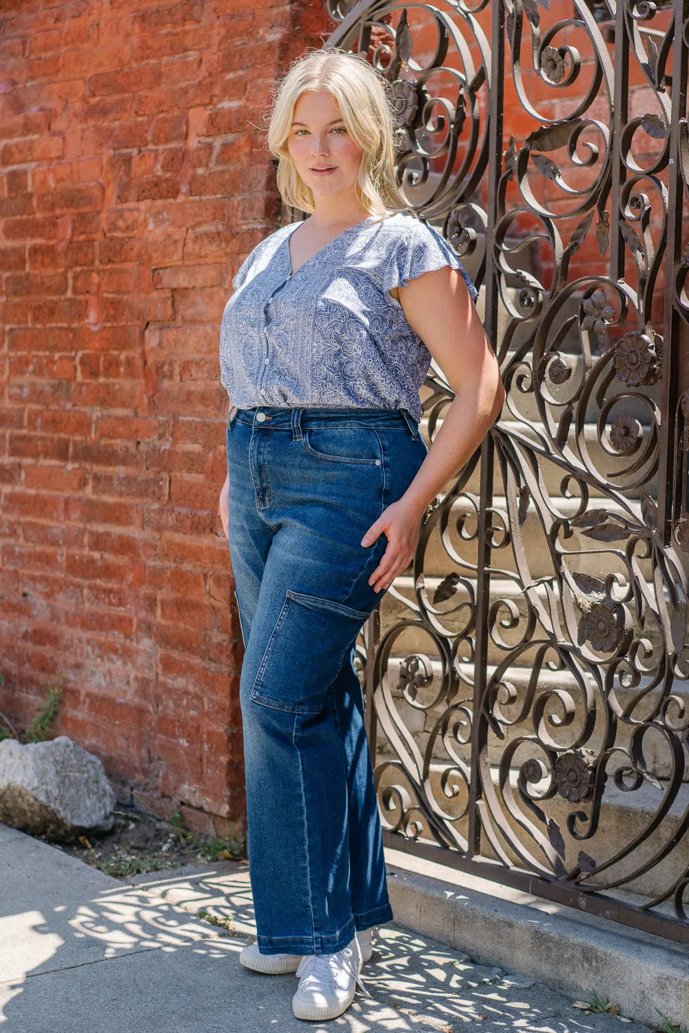 Judy Blue High Rise Cargo Wide Leg Jeans