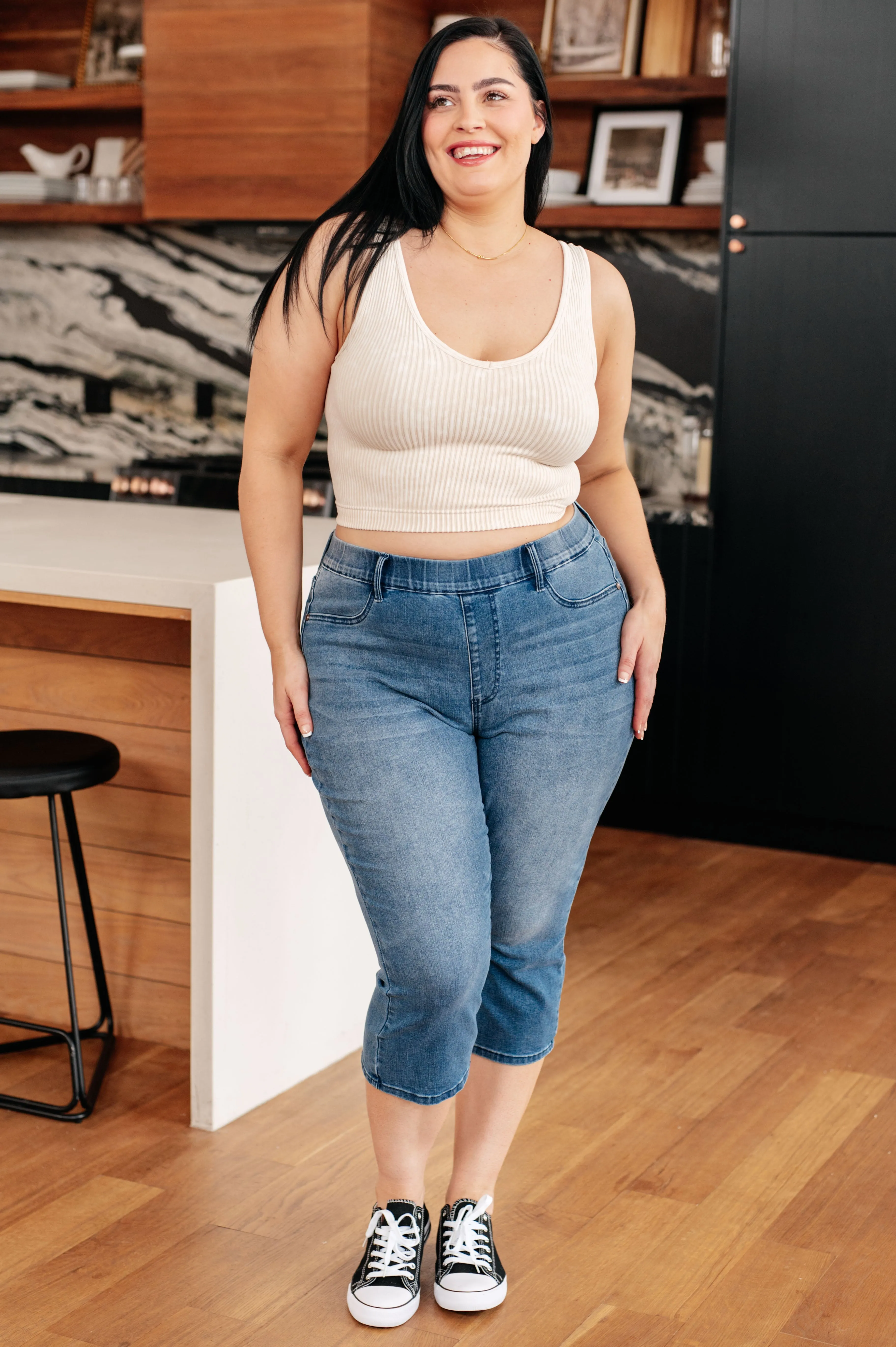 Judy Blue High-Rise Cool Denim Pull-On Capris