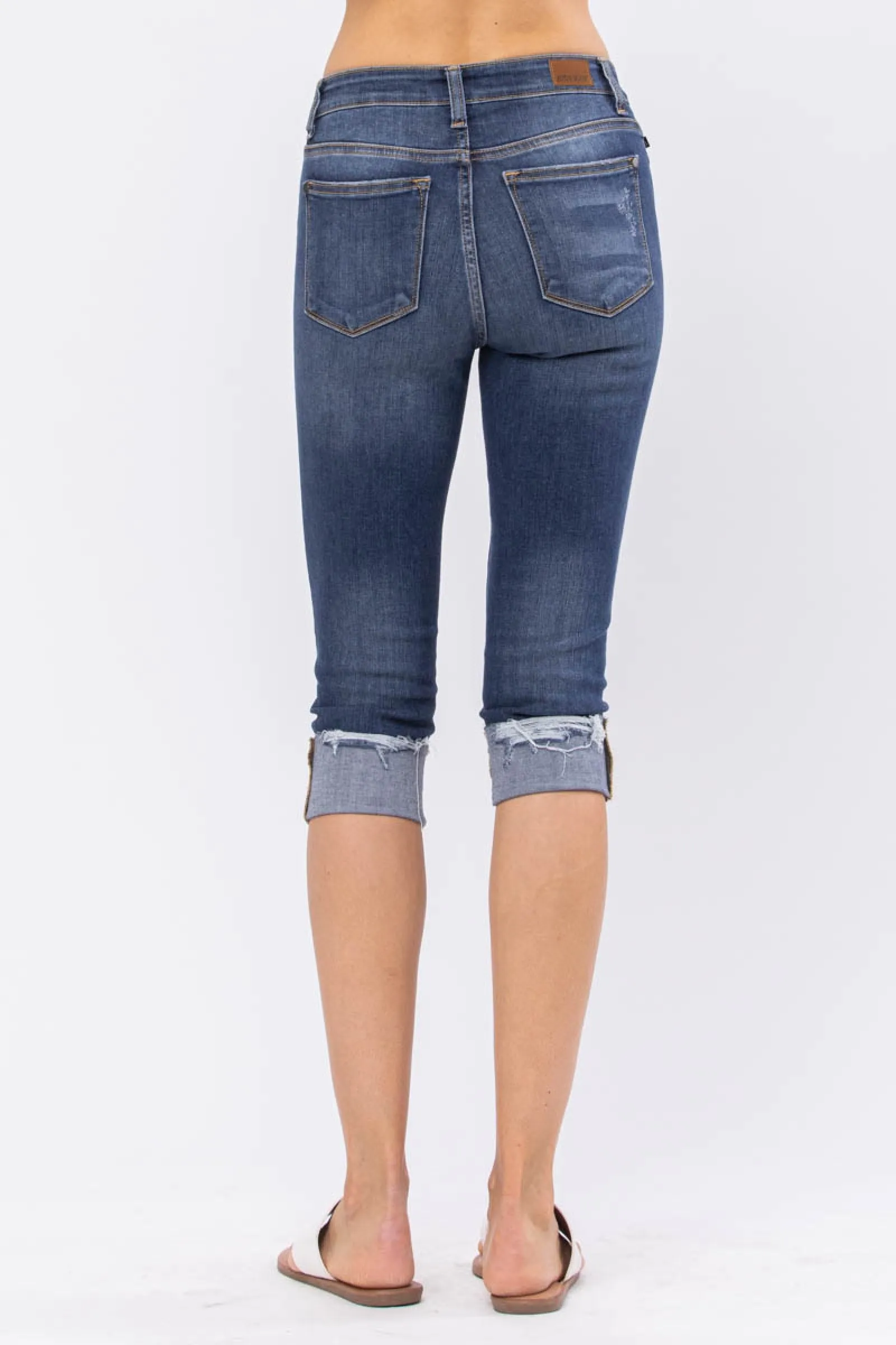 Judy Blue Mid-Rise Destroyed Cuff Capris