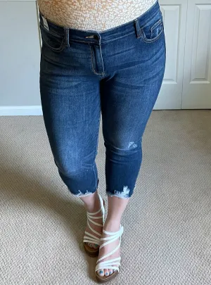Judy Blue Mid-Rise Destroyed Cuff Capris