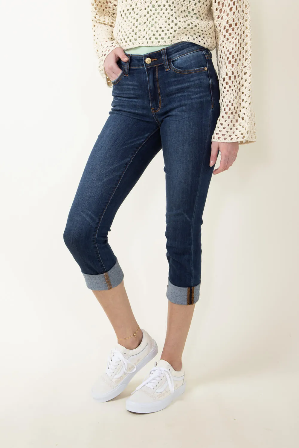 Judy Blue Mr Vintage Cuff Capri Skinny Jeans for Women | 72115REG