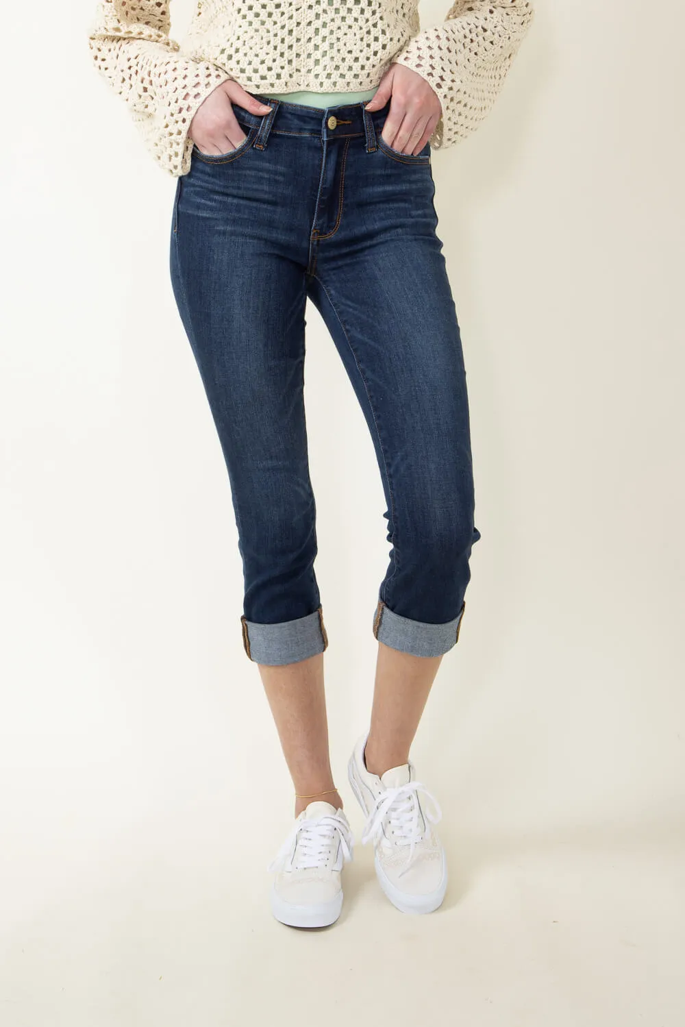 Judy Blue Mr Vintage Cuff Capri Skinny Jeans for Women | 72115REG