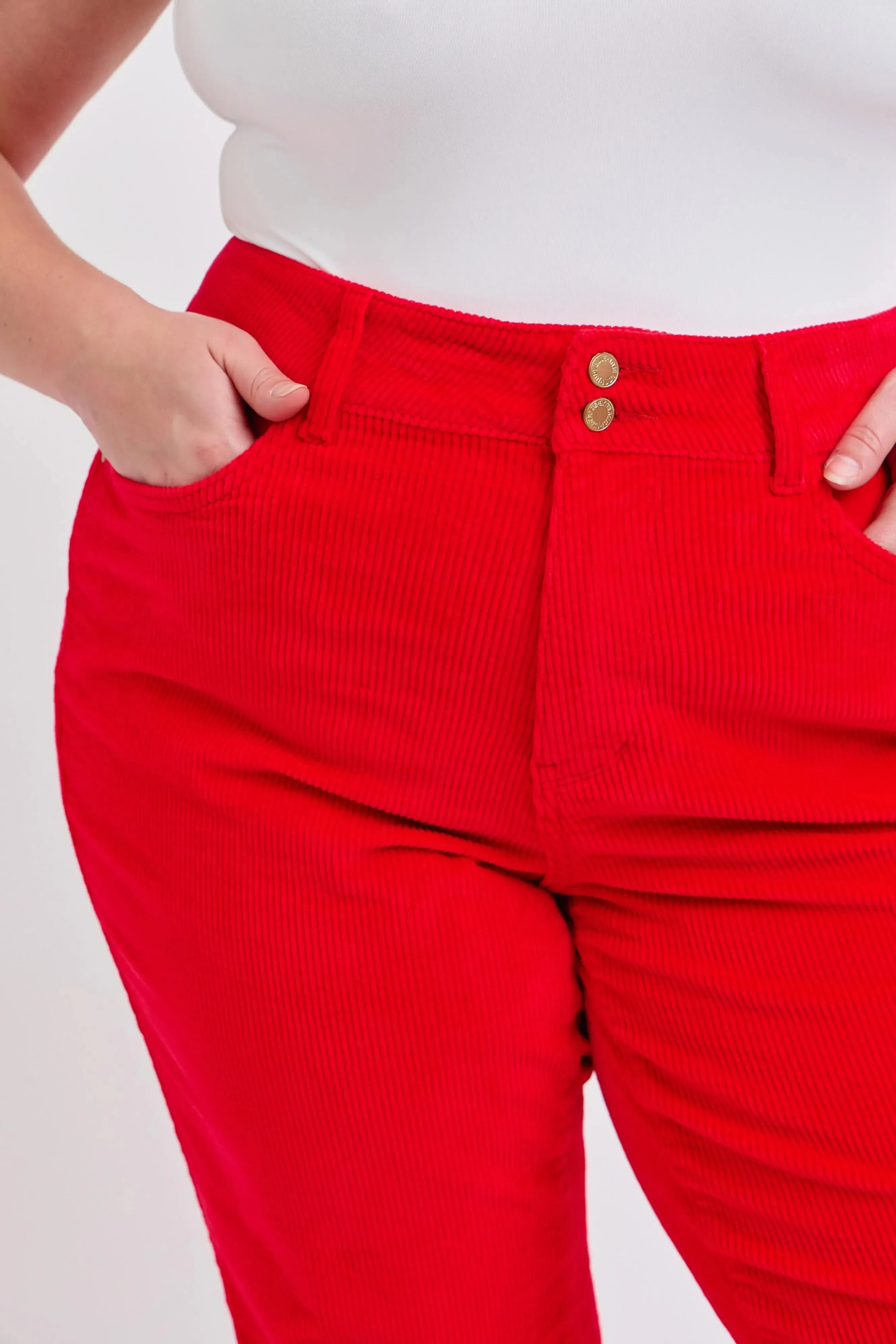 Judy Blue Plus Size High Waist Corduroy Trouser Wide