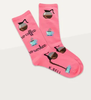 K. BELL No Coffee No Workee Crew Socks