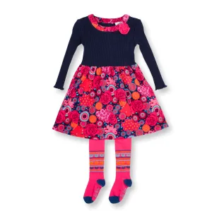 Kaleidoscope Corduroy Dress and Tights Set