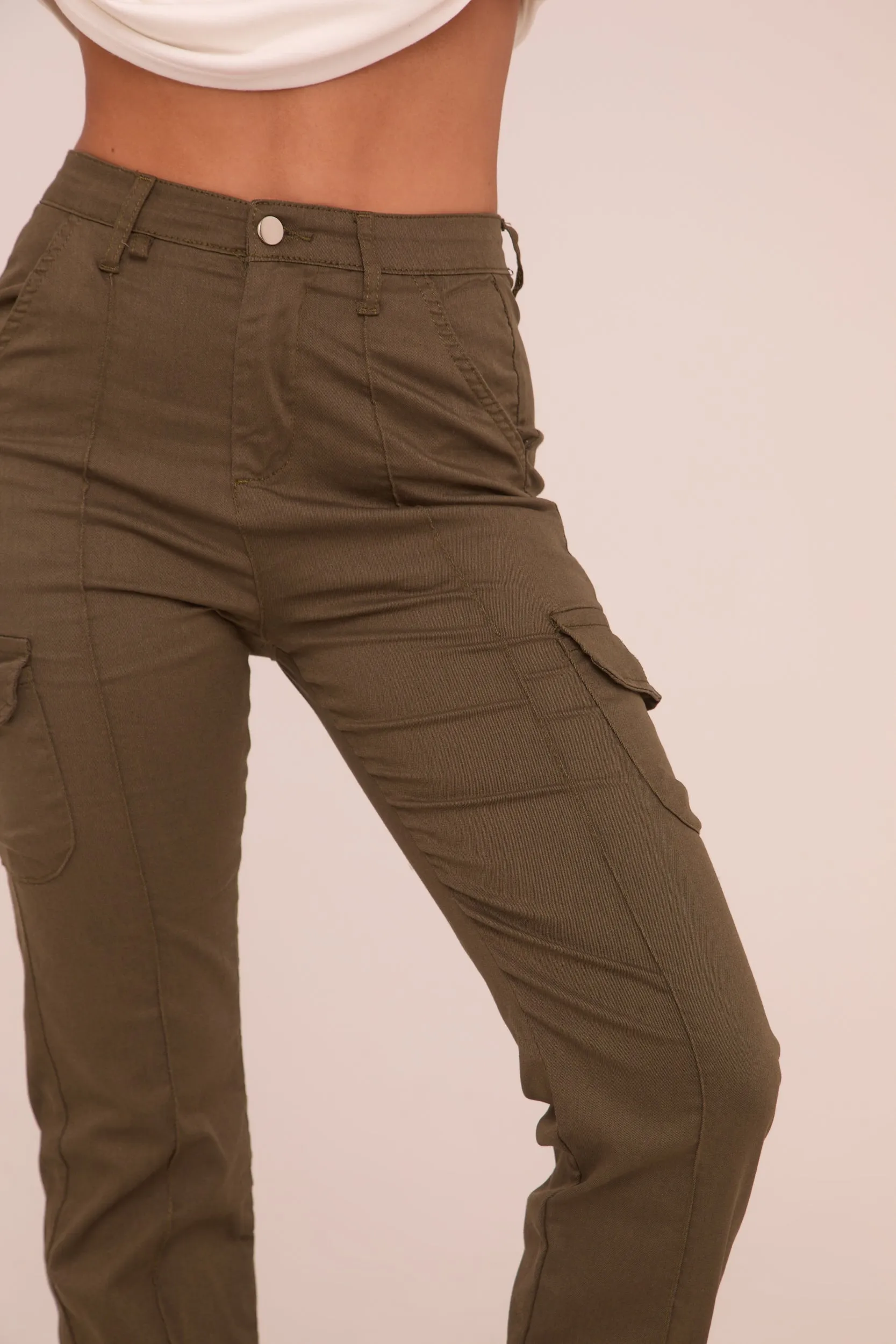 Khaki Cuffed Cargo Trousers - Genesis