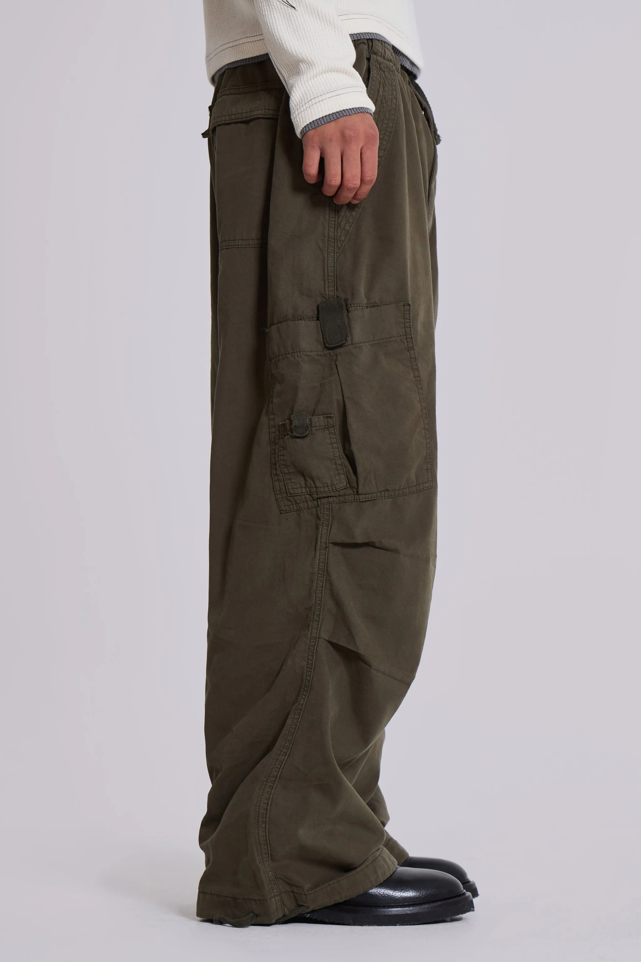 Khaki Parachute Cargo Pants