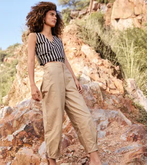 Khara Kapas To The Horizon Trouser Twill Weave Cotton  Khaki Brown KW671