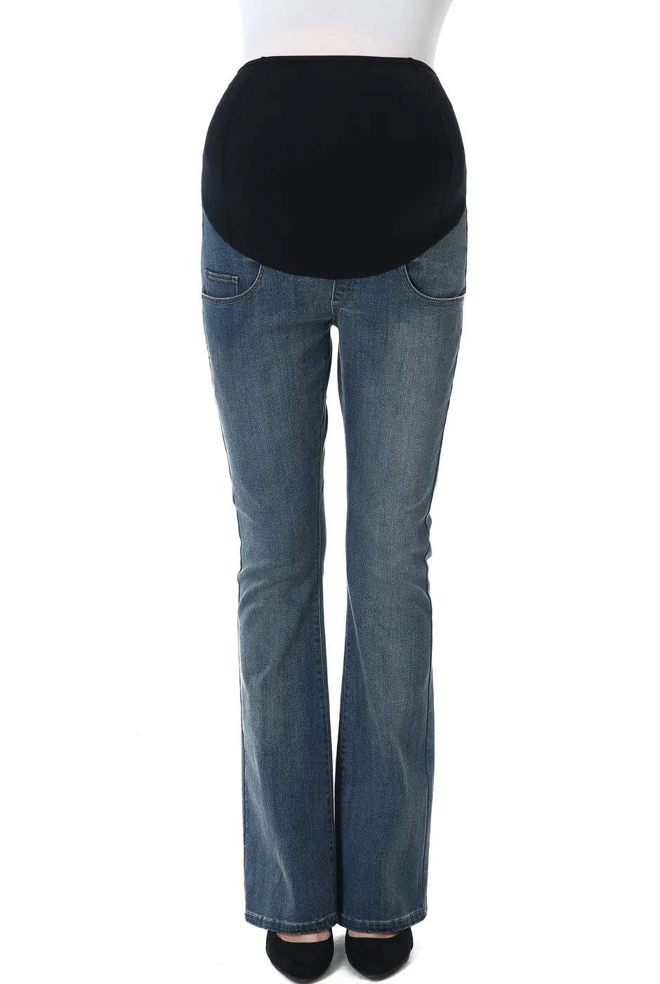 Kimi   Kai Maternity "Dixie" Flare Leg Denim Jeans