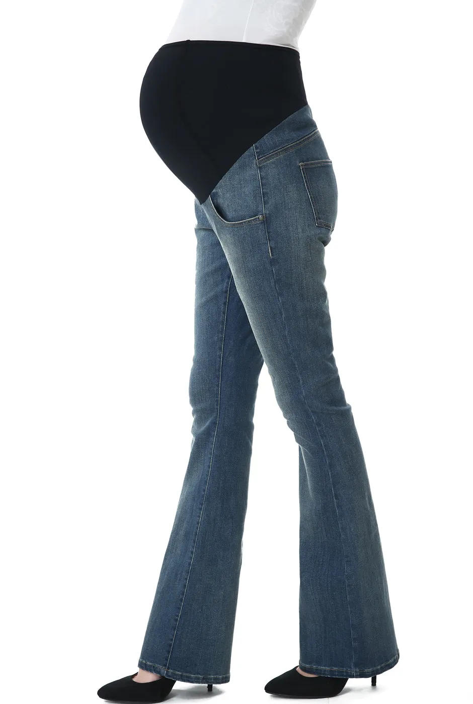 Kimi   Kai Maternity "Dixie" Flare Leg Denim Jeans
