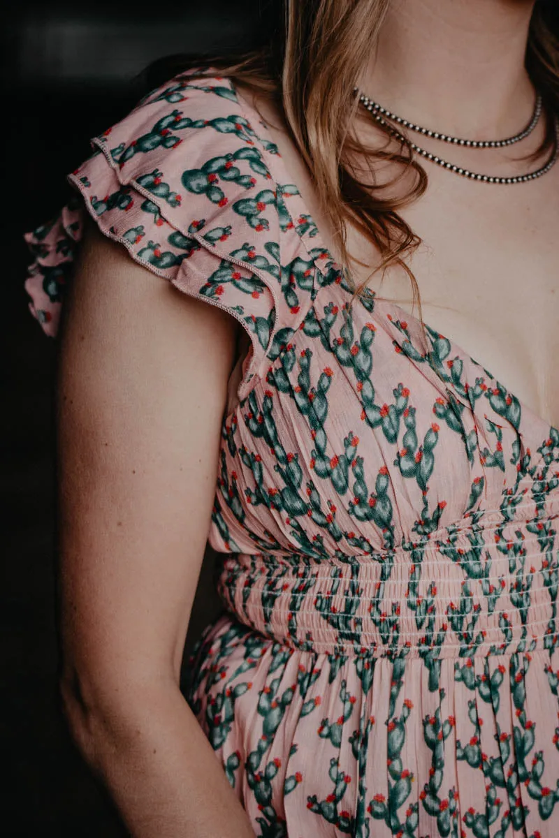 'Kinsley' Ditsy Cactus Print Maxi Dress (M-XL)