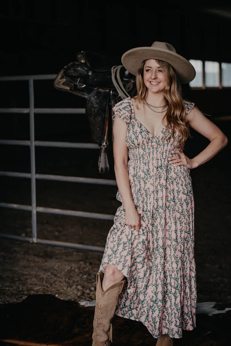 'Kinsley' Ditsy Cactus Print Maxi Dress (M-XL)