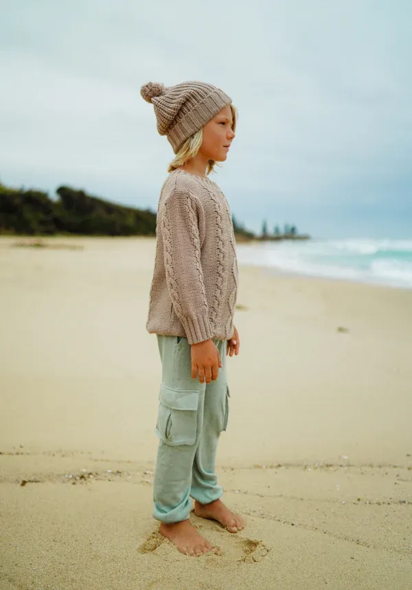 Knit Cargo Pant - Whisper Green
