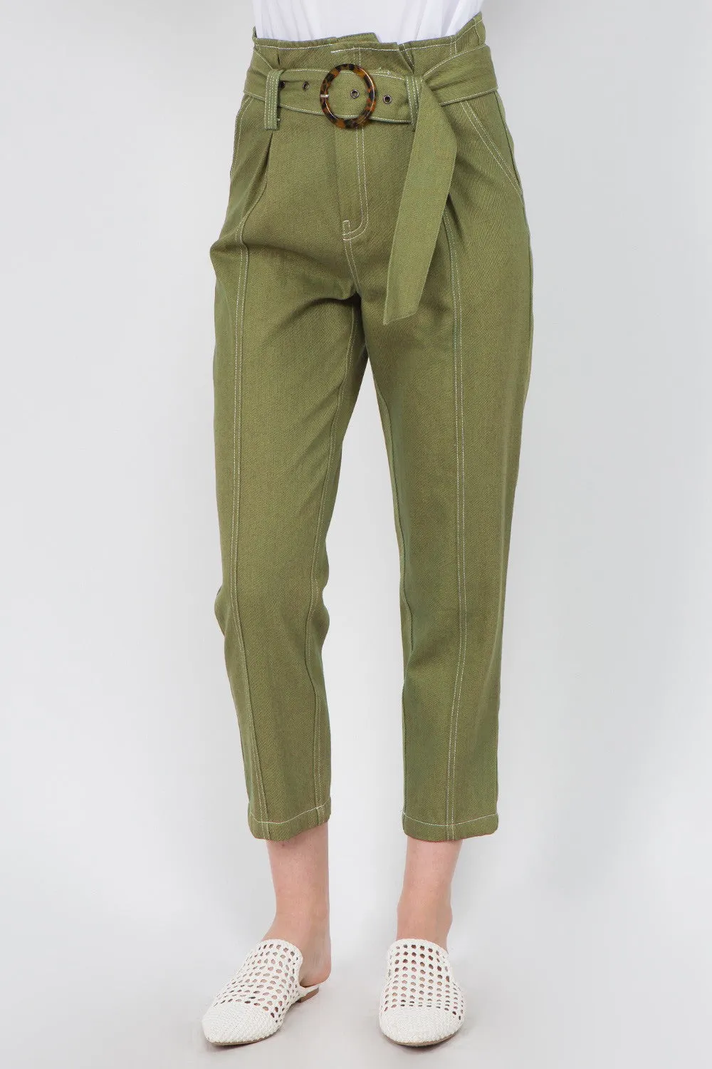 Kya olive corduroy paper bag top crop pant