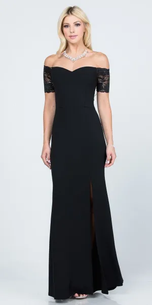 La Scala 25612 Long Mermaid Dress Off Shoulder Lace Sleeve