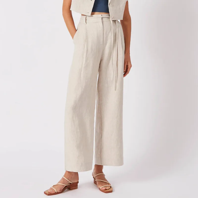 Lace up Cropped Slimming High Waist Work Pants