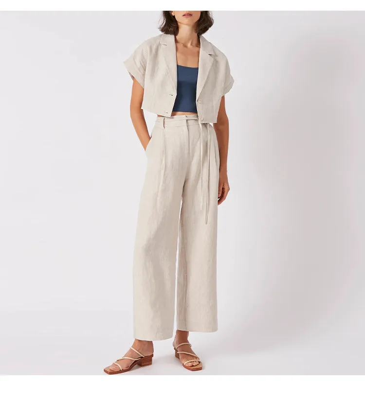 Lace up Cropped Slimming High Waist Work Pants