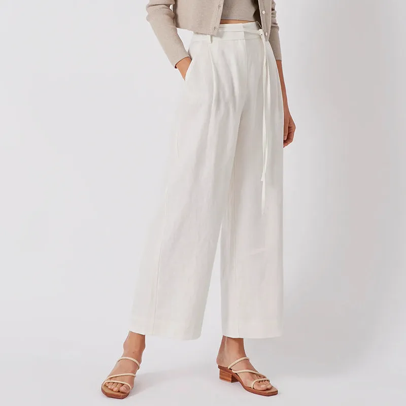 Lace up Cropped Slimming High Waist Work Pants