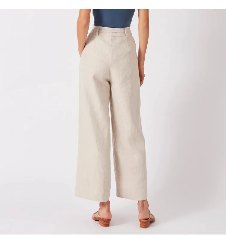 Lace up Cropped Slimming High Waist Work Pants