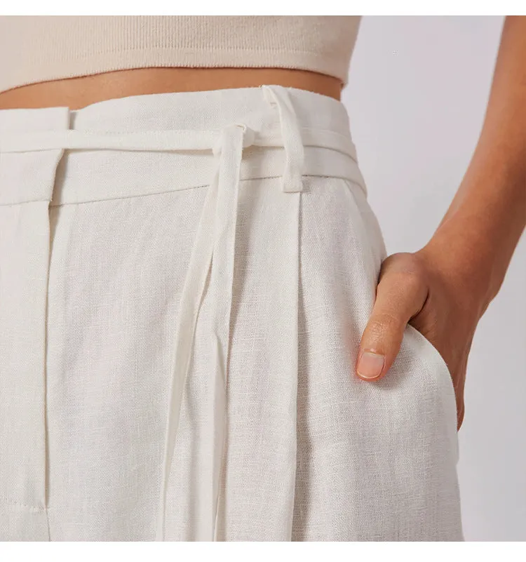 Lace up Cropped Slimming High Waist Work Pants