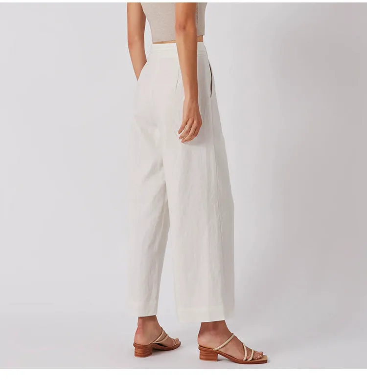 Lace up Cropped Slimming High Waist Work Pants
