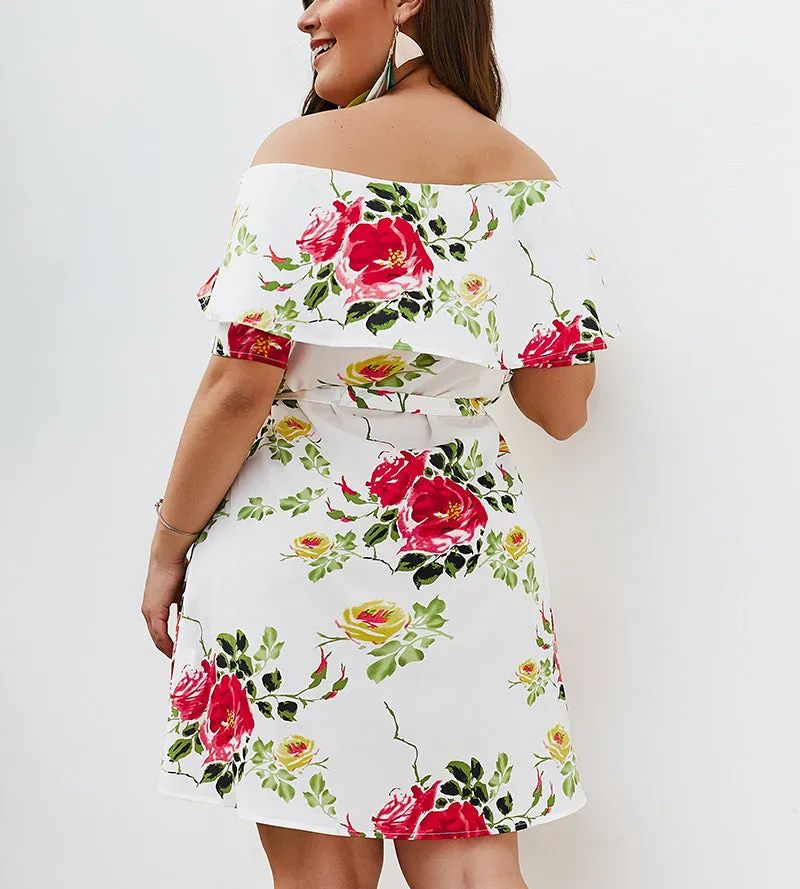 Large Size Fashion Printed Strapless Dress