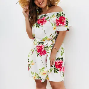 Large Size Fashion Printed Strapless Dress