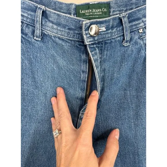 Lauren Jeans Co. Ralph Lauren Womens High-Waisted Denim Capris 4P Blue
