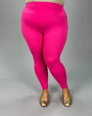 LEG-68 {No Slowing Down} Fuchsia Full Length Leggings PLUS SIZE 1X 2X 3X