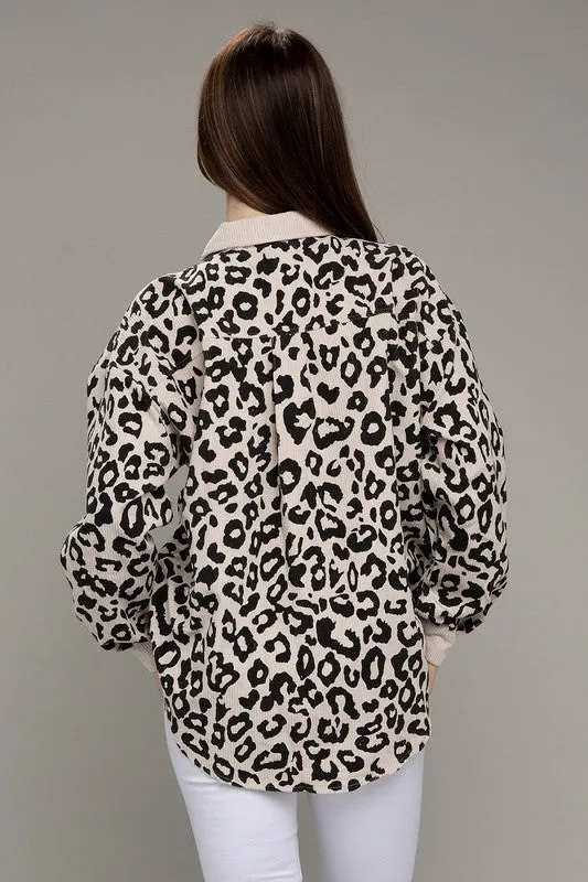 Leopard  Corduroy Shacket