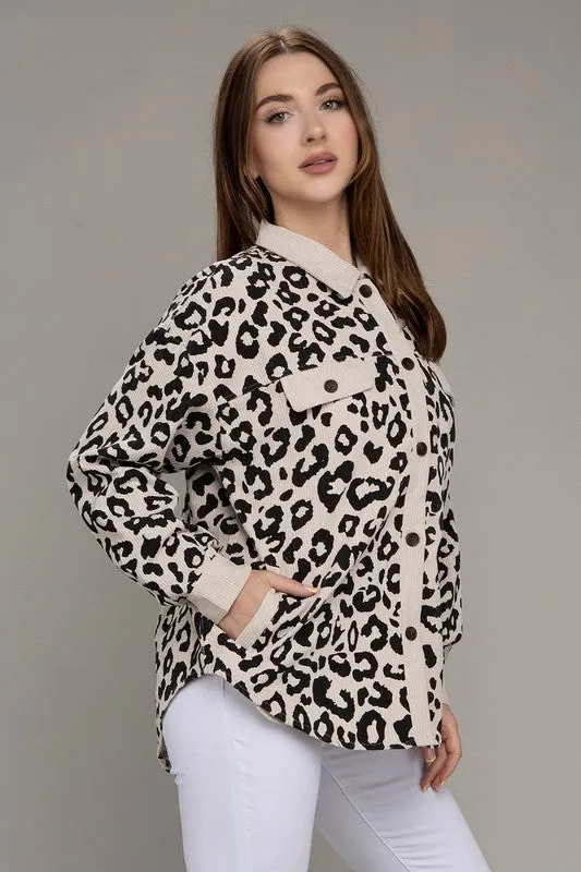 Leopard  Corduroy Shacket