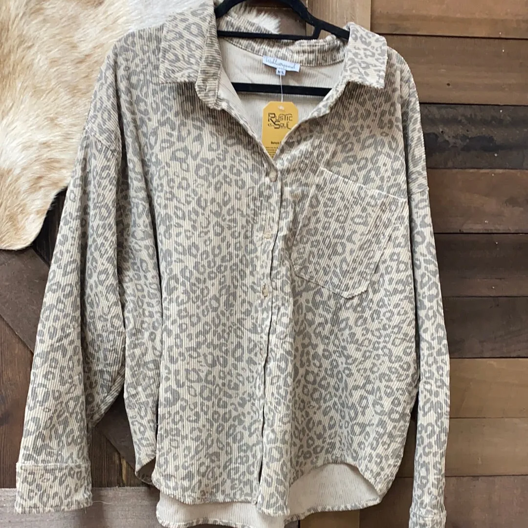 Leopard Corduroy Shirt