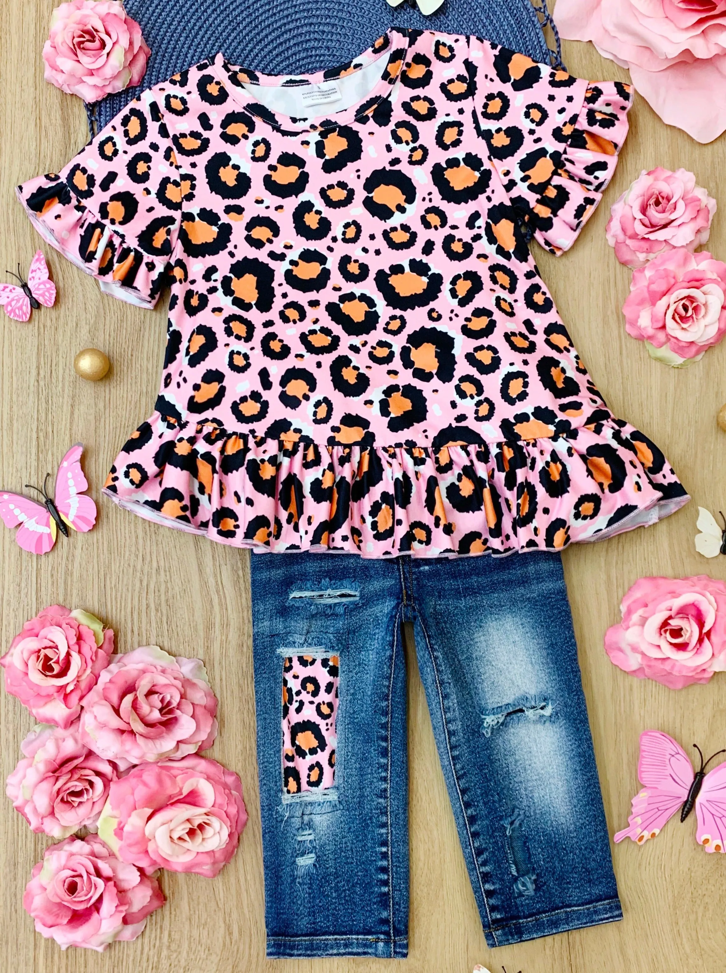 Leopard Fierce Patched Denim Set