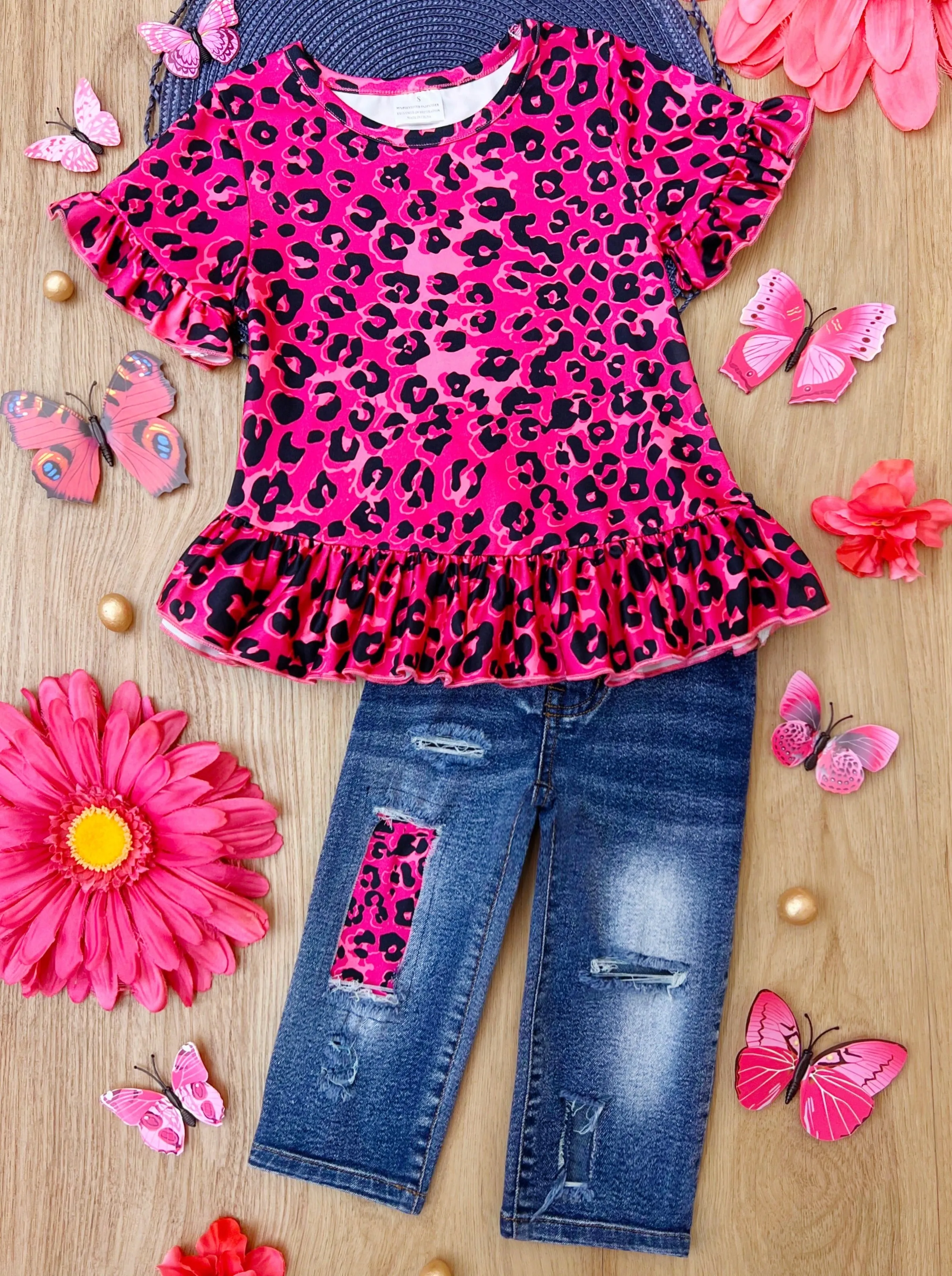 Leopard Fierce Patched Denim Set