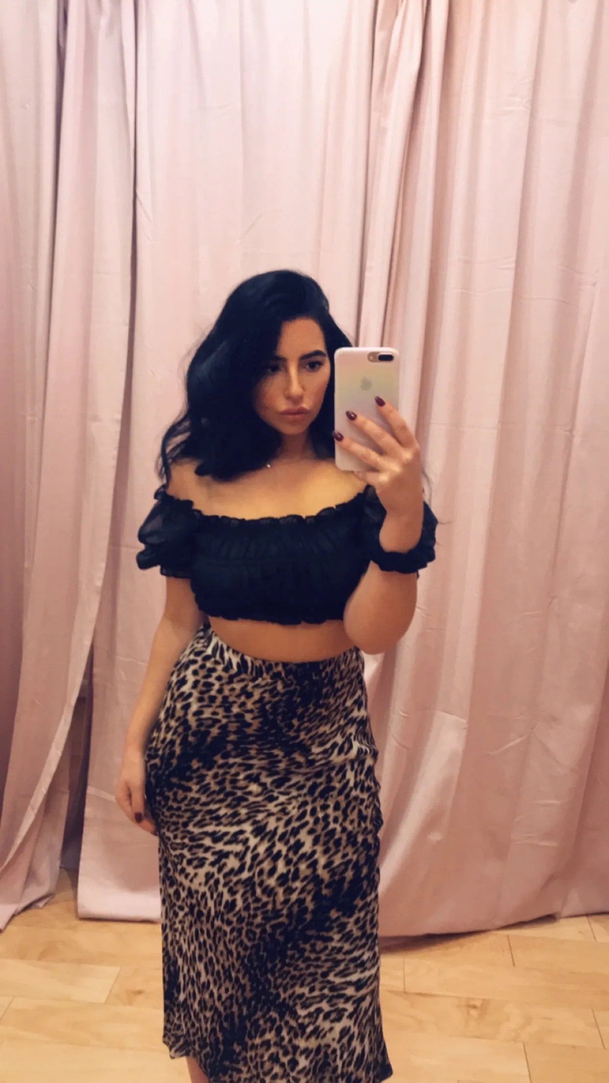 Leopard High Waisted Midi Skirt