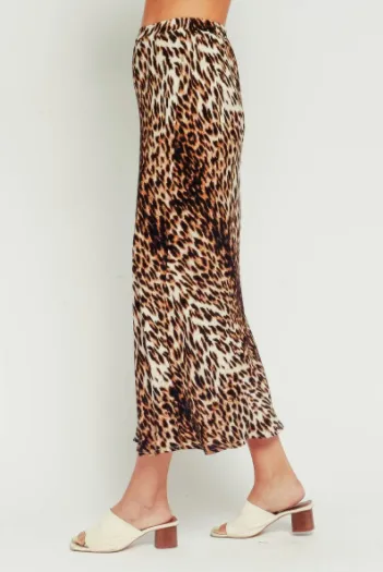 Leopard High Waisted Midi Skirt