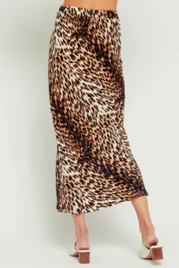 Leopard High Waisted Midi Skirt
