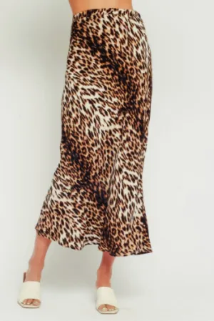 Leopard High Waisted Midi Skirt