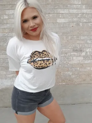 Leopard Lip Crop Top