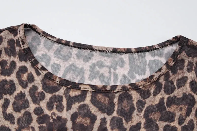 Leopard Mesh Party Club  Dress