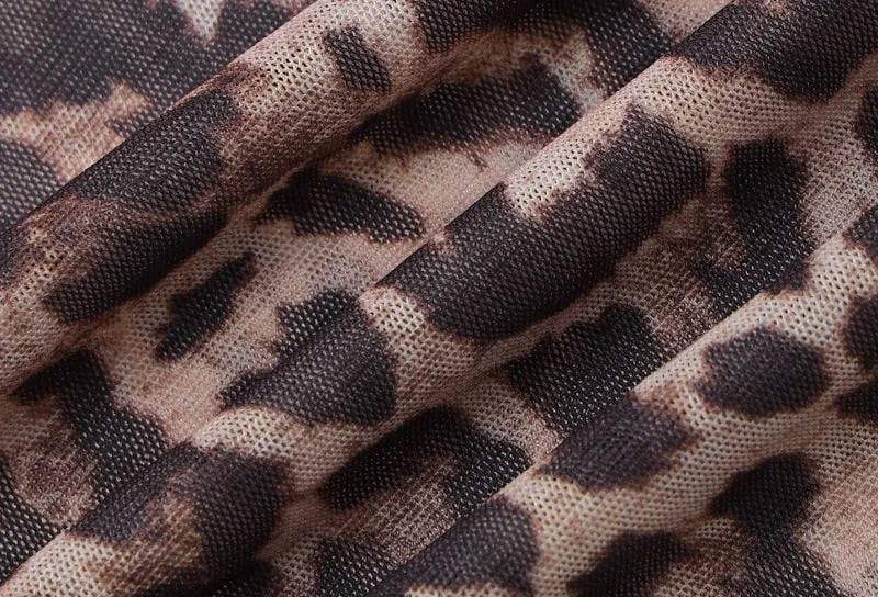 Leopard Mesh Party Club  Dress