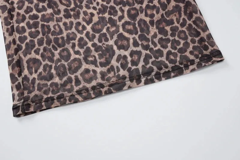 Leopard Mesh Party Club  Dress