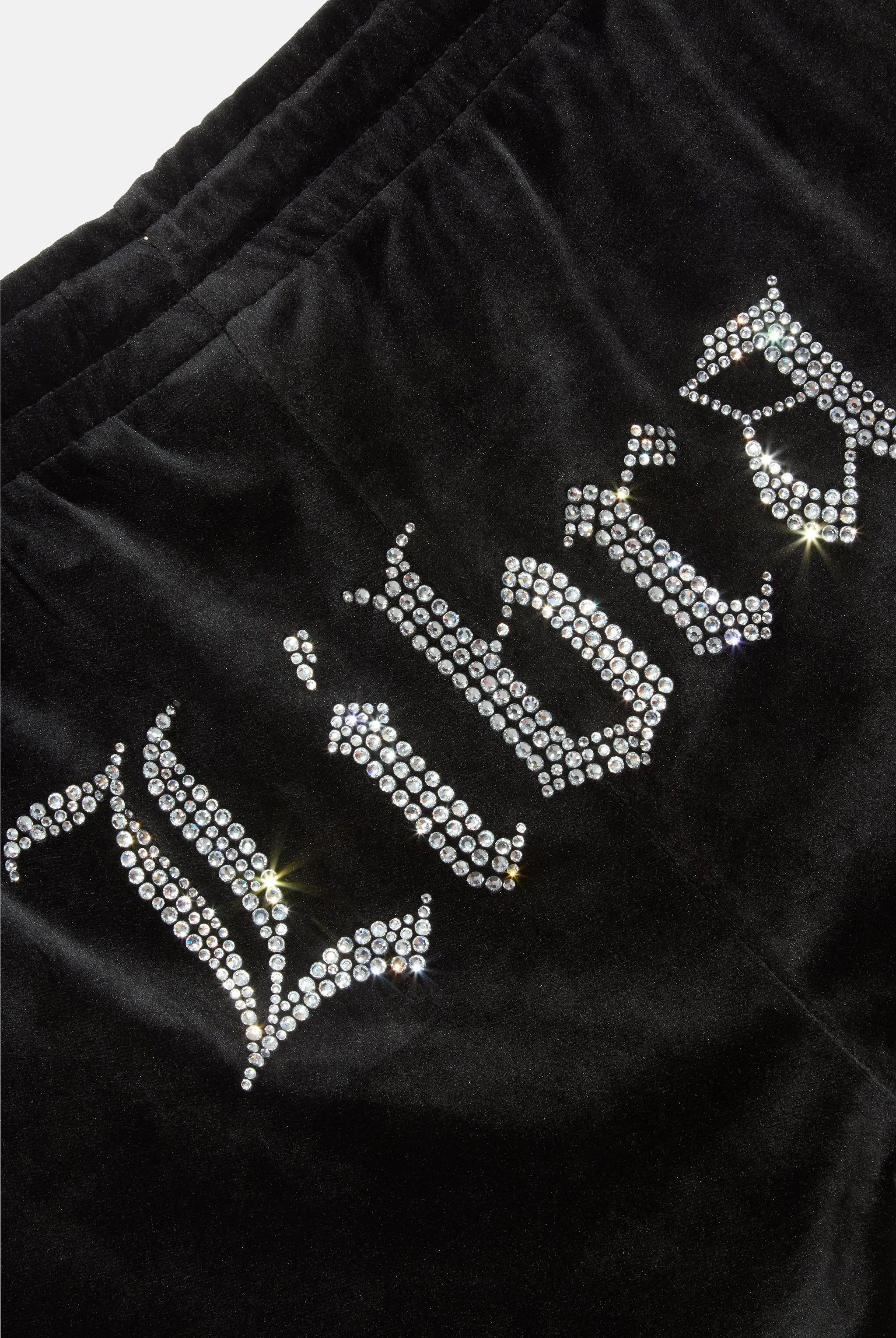 'LIBRA' BLACK VELOUR DIAMANTÉ TRACKSUIT BOTTOM
