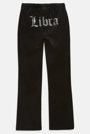 'LIBRA' BLACK VELOUR DIAMANTÉ TRACKSUIT BOTTOM