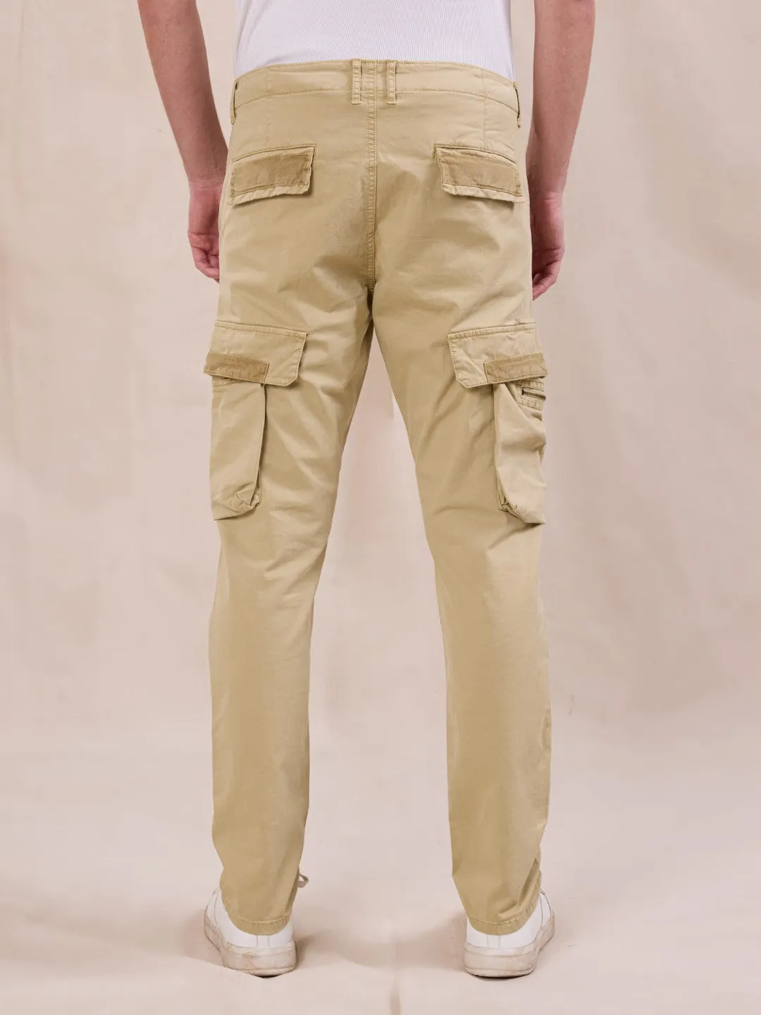 Light Khaki Cotton Stretch Cargo pants